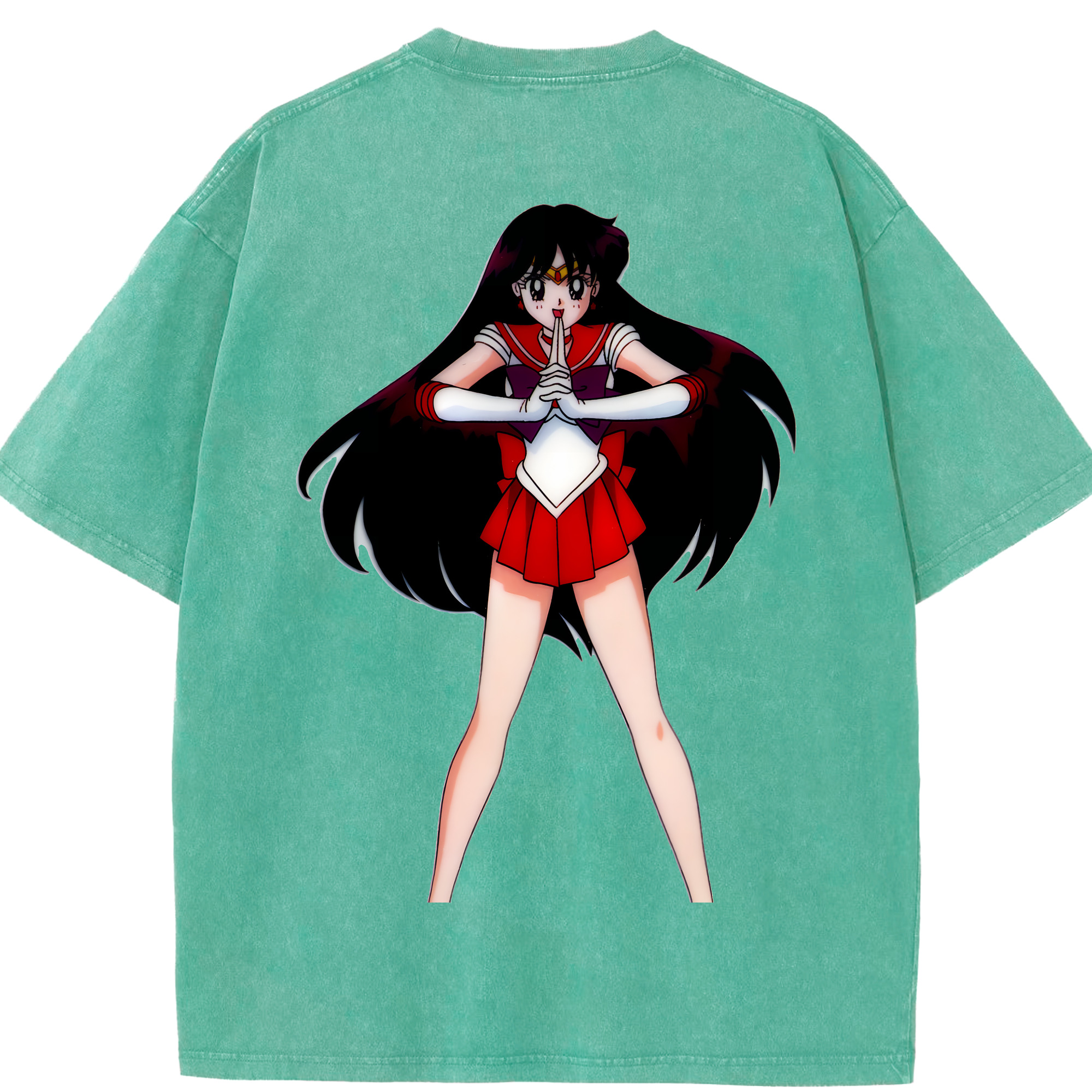 （画像用） 美少女戦士セーラームーン 火野レイ ひの レイ Sailor Moon Hino Rei （セーラーマーズ,Sailor Mars） 綿100% ヴィンテージ風 半袖Tシャツ（背面プリント）